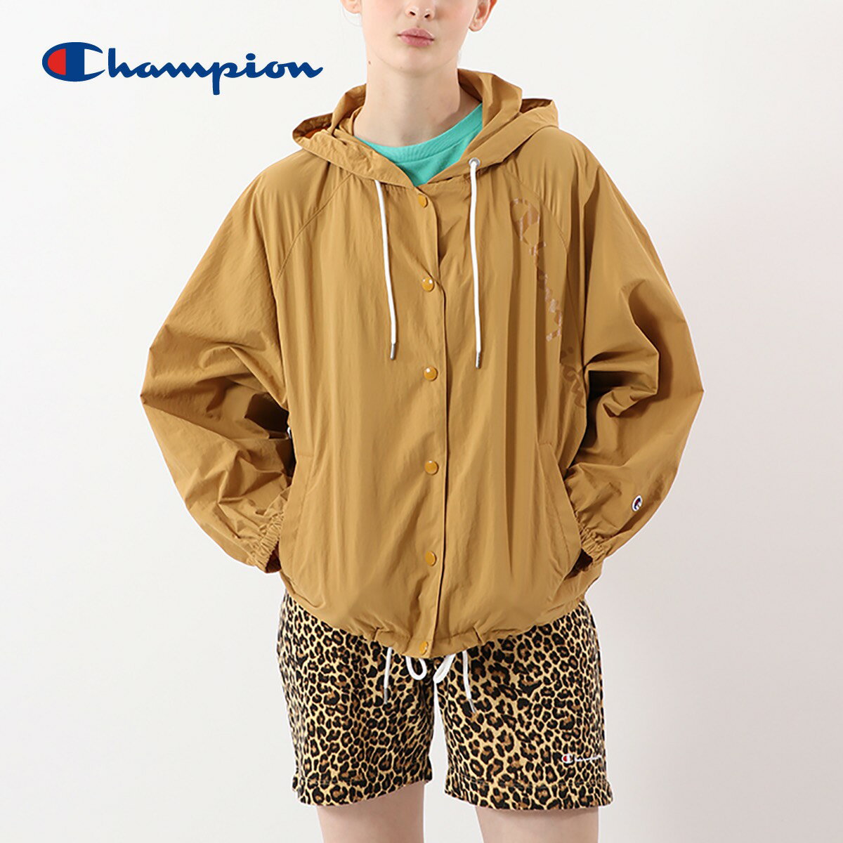 楽天無地Tシャツ Tshirt.st楽天市場店ブルゾン レディース 無地 長袖 Champion チャンピオン HOODED SNAP JACKET CW-R601 スナップ ジャケット 春 夏 秋 はおり お出かけ ブラック ネイビー など