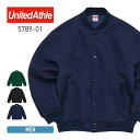 ブルゾン メンズ レディース 長袖 United Athle ユナイテッドアスレ 10オンス T/C ルーズフィット スウェット スナップ ジャケット 裏起毛 5789-01 男女兼用 ユニセックス 羽織り アウター 上着 重ね着 防風 防寒 秋 冬 黒 ブラック 紺 ネイビー 緑 アイビーグリーン M L XL