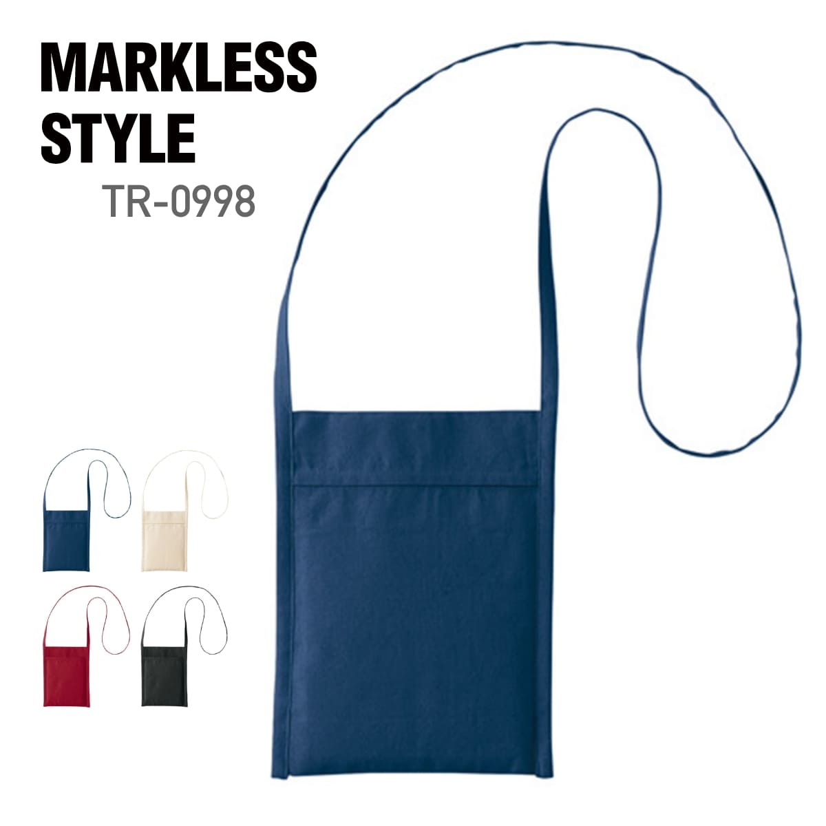 ショルダー バッグ 無地 MARKLESS STYLE マークレススタイル 厚手コットン ミニサコッシュ TR-0998 男女兼用 斜め掛け ポケット付き ミニバッグ 環境 SDGs