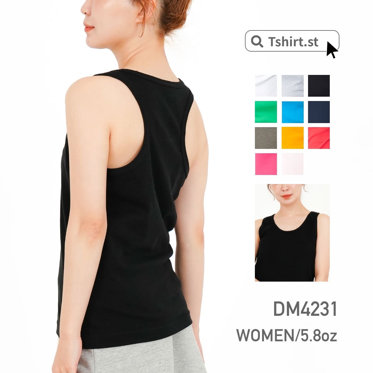 タンクトップ 無地 demimoon デミムーン 5.8オンス マッスルタンクトップ DM4231 女性用 インナー フライス S M L