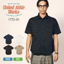 シャツ メンズ 無地 半袖 United Athle ユナイテッドアスレ T/C ワークシャツ 1772-01 男女兼用 ユニセックス 大きいサイズ ペン差し付き カジュアル 普段着 街着 重ね着 ポケット付き スケーター シンプル ユニフォーム 制服 仕事 形状安定 XS S M L XL XXL