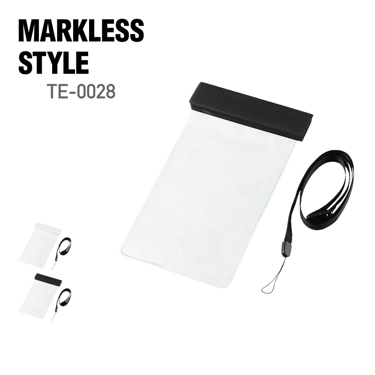 楽天無地Tシャツ Tshirt.st楽天市場店防水ポーチ 無地 MARKLESS STYLE モバイルウォータープルーフポーチ6.9インチ（クリップ全面印刷対応） TE-0028 ユニセックス 男女兼用 メンズ レディース キッズ こども スマホ 携帯 ケータイ 防水ケース スマホケース スマホポーチ お揃い ペア 白 黒 ホワイト ブラック