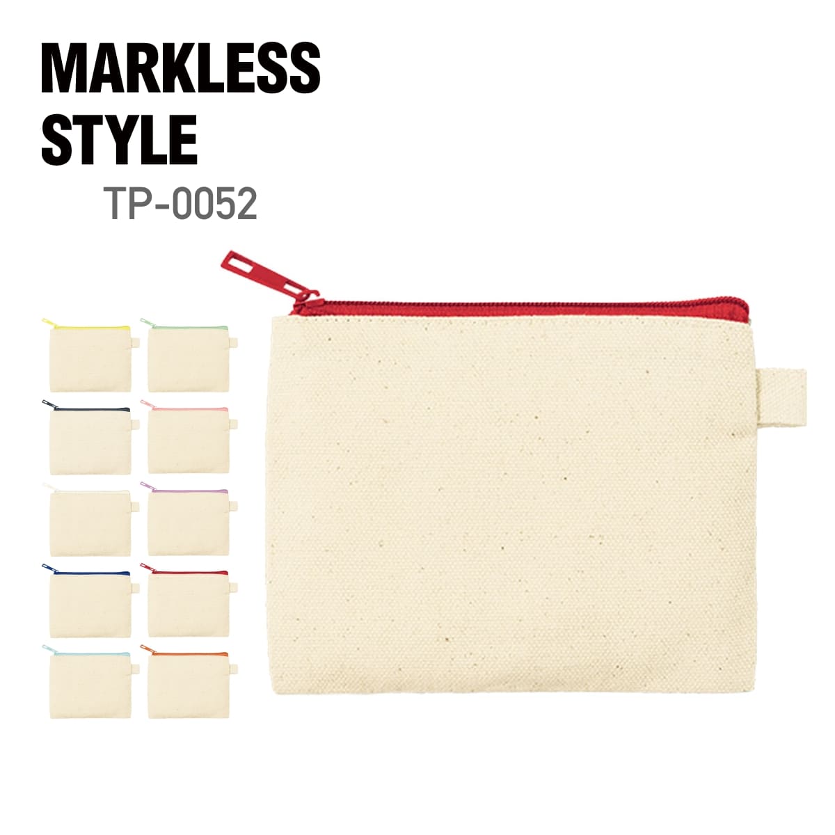 バッグ 無地 MARKLESS STYLE マークレススタイル カラーファスナーキャンバスフラットポ ...