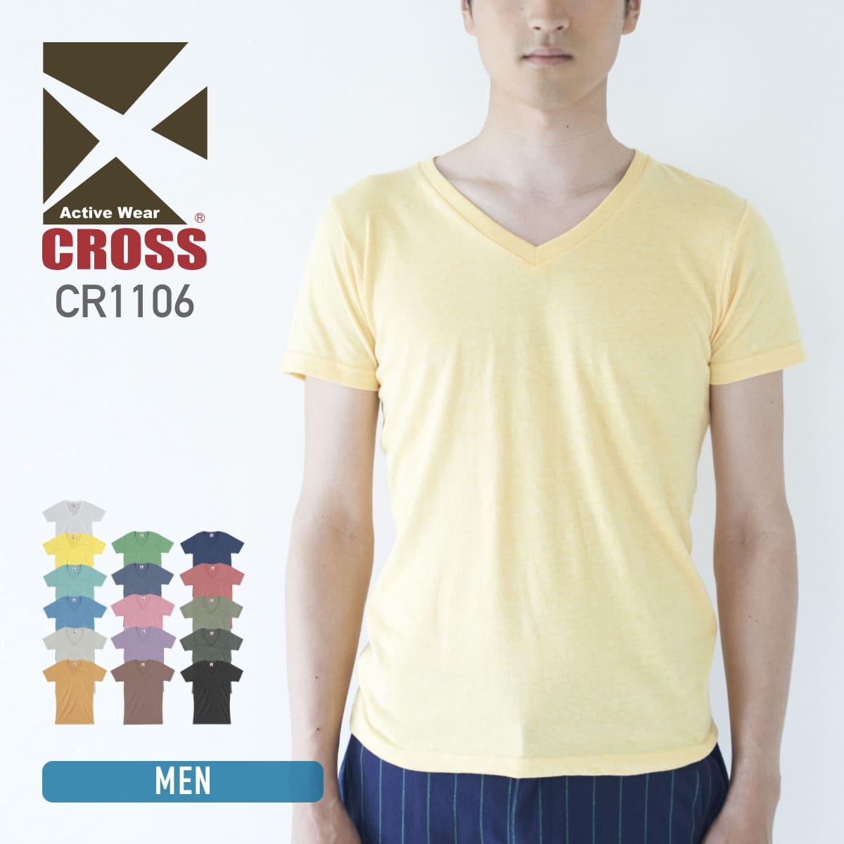 tシャツ 無地 CROSS クロス 4.7オンス トライブレンドVネックTシャツ cr1106 男女兼用 おしゃれ かっこいい カラフル カラー イベント ユニ...