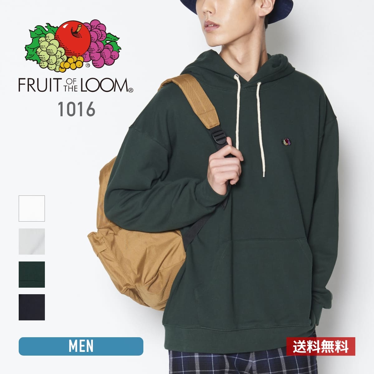 FRUIT OF THE LOOM × TokyoTshirt.st別注 BLACKEDITION プルオーバー パーカー(胸ワッペン) フルーツオブザルーム かぶりパーカー 裏毛 白 黒 紺 グレー 緑