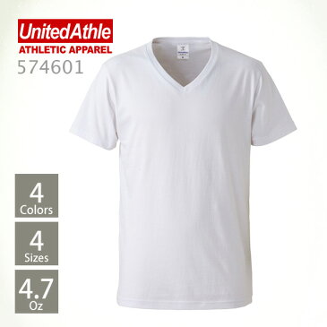 tシャツ 無地【United Athle(ユナイテッドアスレ) | 4.7オンス ファインジャージー Vネック Tシャツ 574601】tシャツ 無地 半袖 vネック メンズ 男女兼用 おしゃれ かっこいい 黒 白 ネイビー など