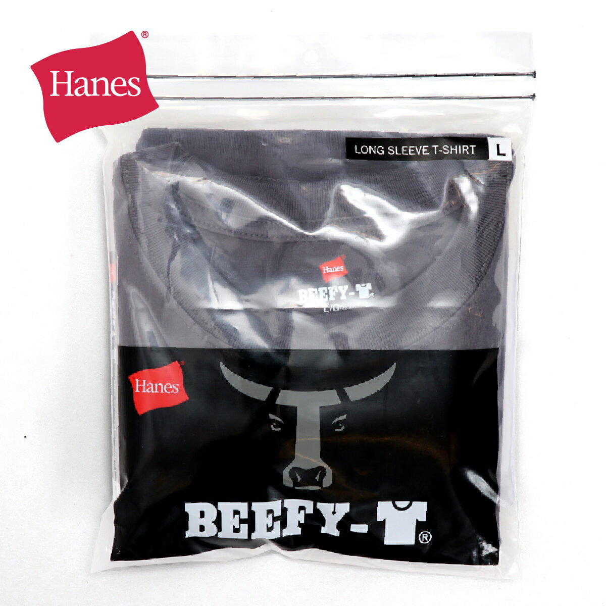 Hanes ヘインズ H5186 ビーフィー ロングスリーブ Tシャツ 長袖 Tシャツ ヘビーウエイト パックT ロンT XS S M L XL ホワイト(白) ブラック グレー