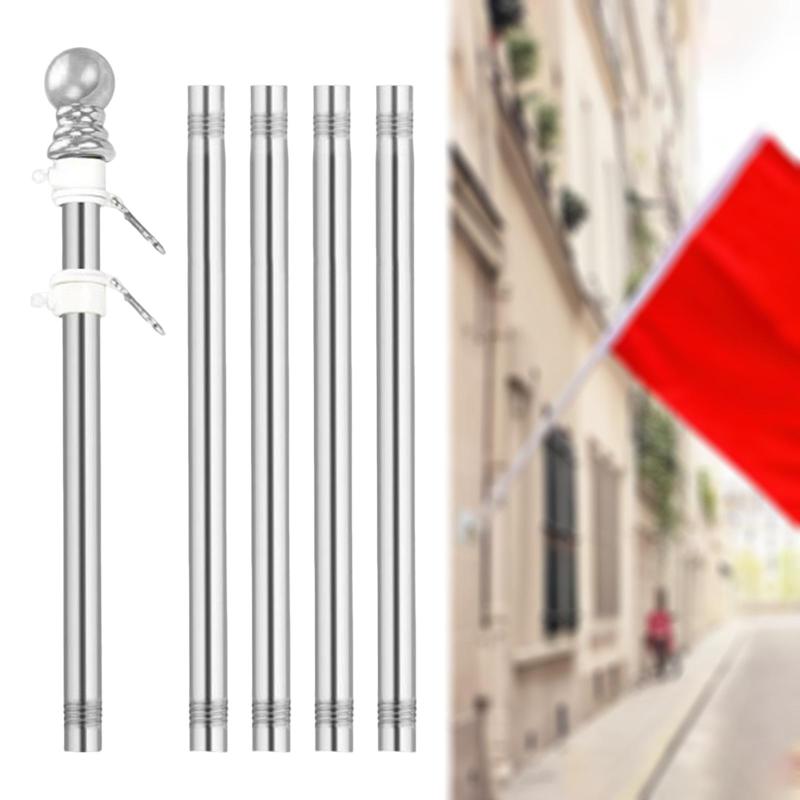 5x 旗竿 旗竿 ロッド 頑丈 防錆 ステンレス鋼 旗 庭の旗ポール 商業用旗ポール トラックとヤード