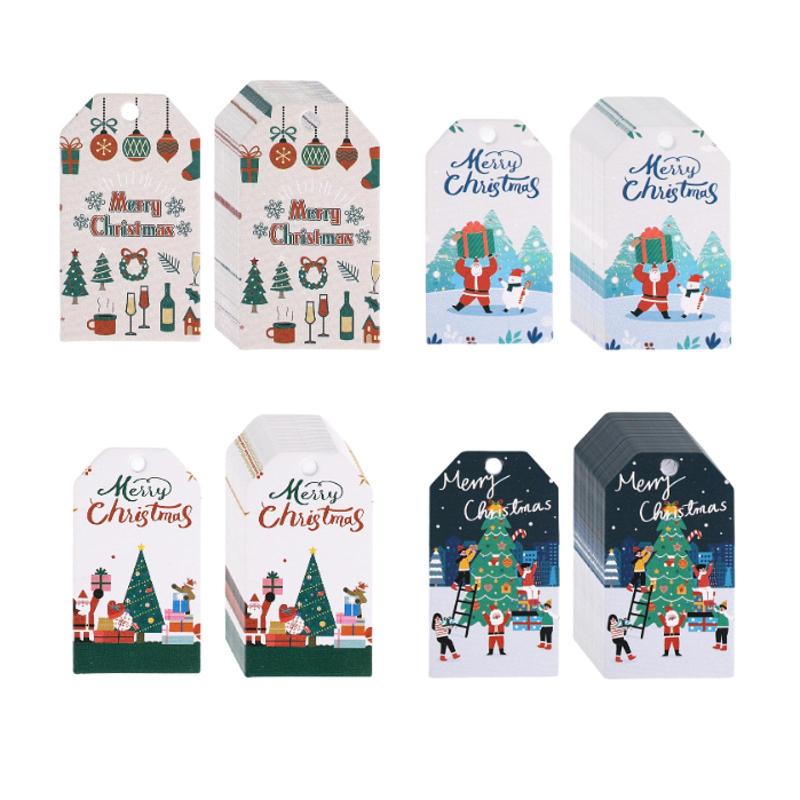 100個入りパッケージタグ ギフトラッピングタグ 装飾品 デコレーション クリスマスタグ クリスマスツリー用紙タグ クリスマスプレゼント