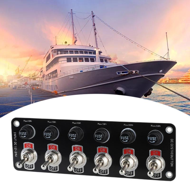 ビルジポンプ制御スイッチパネル 6スイッチ ブラック マリンボートカー用