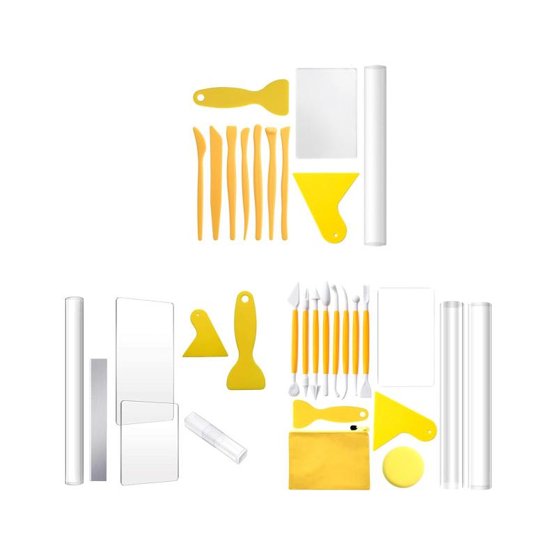 ポリマークレイカッターツール アクリルクレイローラー アクリルシート シェービング付き セラミッククレイ用手作り