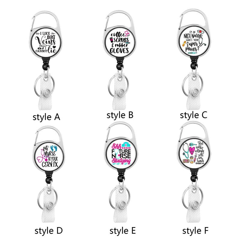 格納式バッジホルダー スイベルカラビナクリップ付き 看護バッジクリップ 病院用品 労働者 学生 従業員 オフィス用