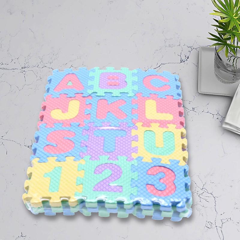 パズルプレイマット 36ピース アルファベット数字 厚みのあるアルファベット数字 フォームプレイ