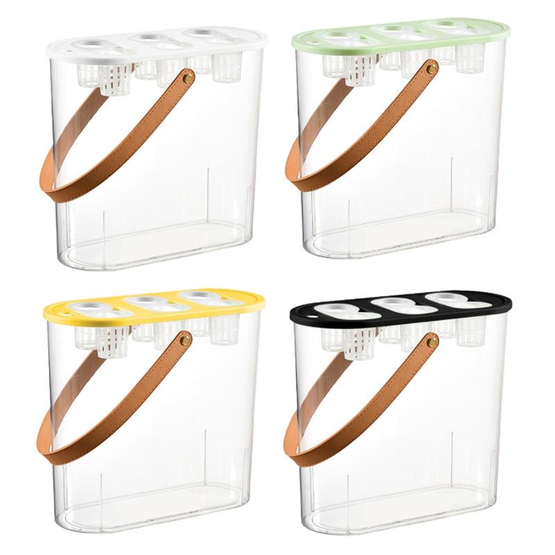 水耕栽培ボックス 長方形プランターコンテナ 6穴 耐摩耗性 フラワーアレンジメント 花瓶ボックス 屋内..