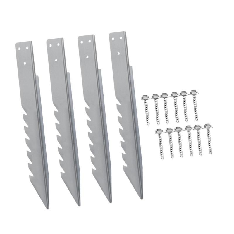 フェンスポストアンカースパイク4個.長さ41cm.頑丈.ネジで簡単に組み立て可能