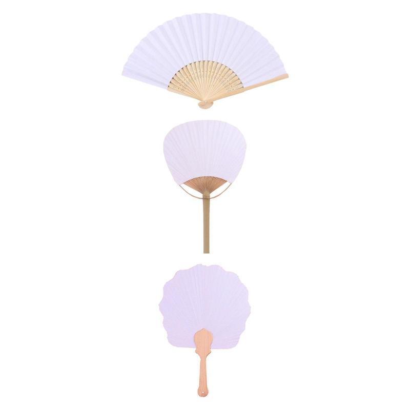 50x 空白の紙扇子 DIY ゲーム ファン 手持ち 紙扇子 クラフト 子供用 工芸品 パーティー 記念品 フェス..