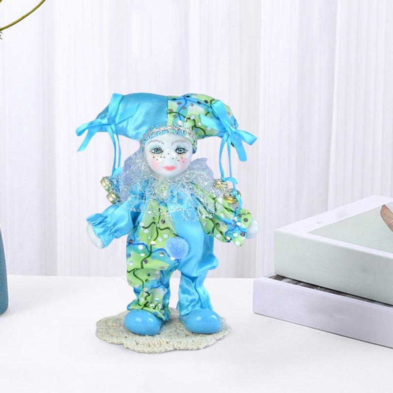 コスチュームを着たピエロ人形 ハロウィン 磁器人形 フィギュア アートオーナメント 繊細な角度 モデル コレクション ゲーム 小道具 お土産用