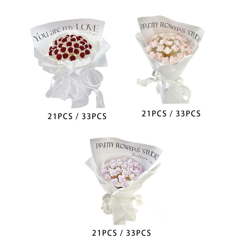 ローズブーケ ブーケ作り材料 包装紙付き 花作りセット DIYブーケセット 花嫁パーティー バレンタインデー ホームデコレーション