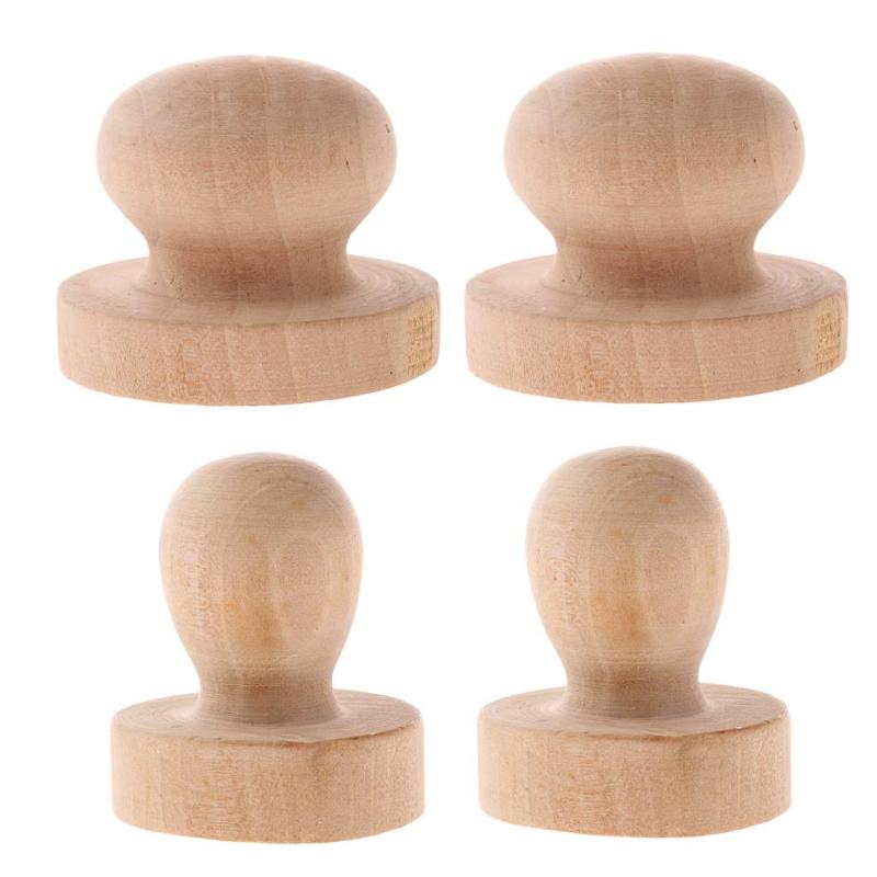 2個手作りよく磨かれた木製タンプDIYスタンプアクセサリー