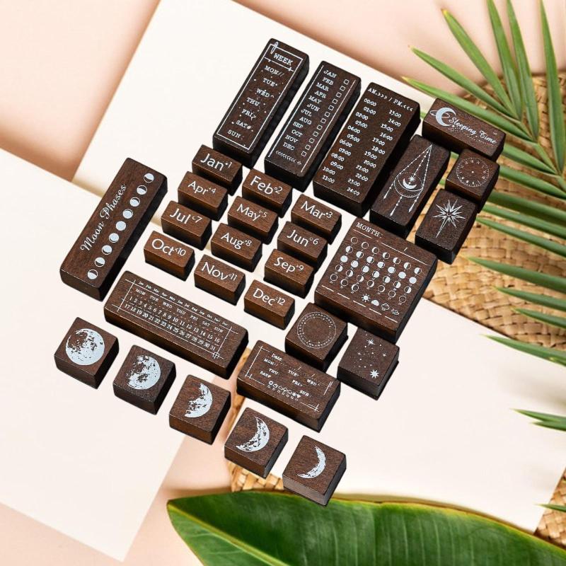 30ピース/個木製ラバースタンプハンドブック用DIYアクセサリーを描くためのDIYクラフト