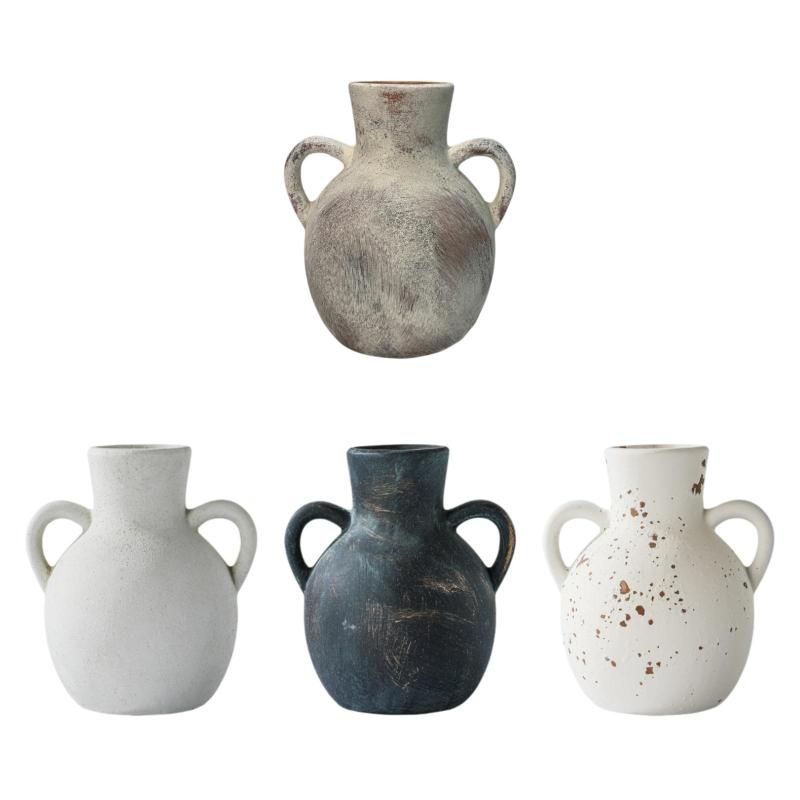 素朴な陶器の花瓶.侘び寂びの鉢植えディスプレイ装飾植物ホルダー農家の花瓶棚デスク玄関屋内植物用