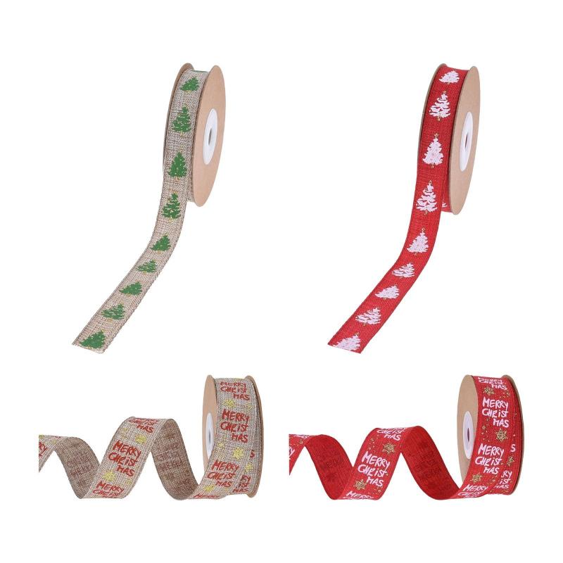 8ヤード クリスマスリボン 1ロール 生地装飾 クリスマスオーナメント 工芸品作り DIY ギフトラッピング..