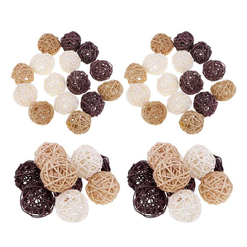 50Pc 3/5cm籐籐ボールウッド小枝オーブガーデン装飾飾り