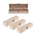 4x 未完成の木製ワインボックス.クラスプでヒンジ.ギフト用の長い木製ボックス.ジュエリー.で飾る.リボン.デコページ
