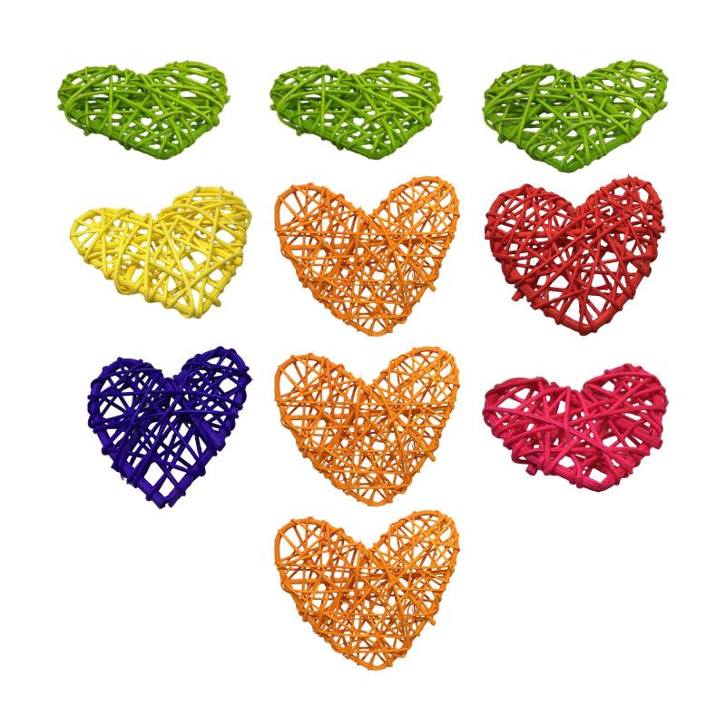 10 個バレンタインデー籐ハートペンダント DIY クリスマスツリーベビールーム用