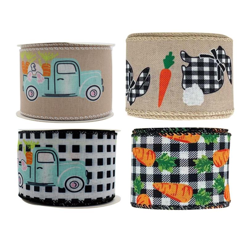 4ロール イースターリボン イースターテーマ プリント 5ヤード 幅2-1/2インチ ナイロン カートゥーン生..