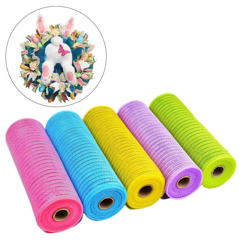 光沢のあるメタリックメッシュリボン 6インチ X 10ヤード お祝いのリースや飾りに最適 , 5個, 10ヤード