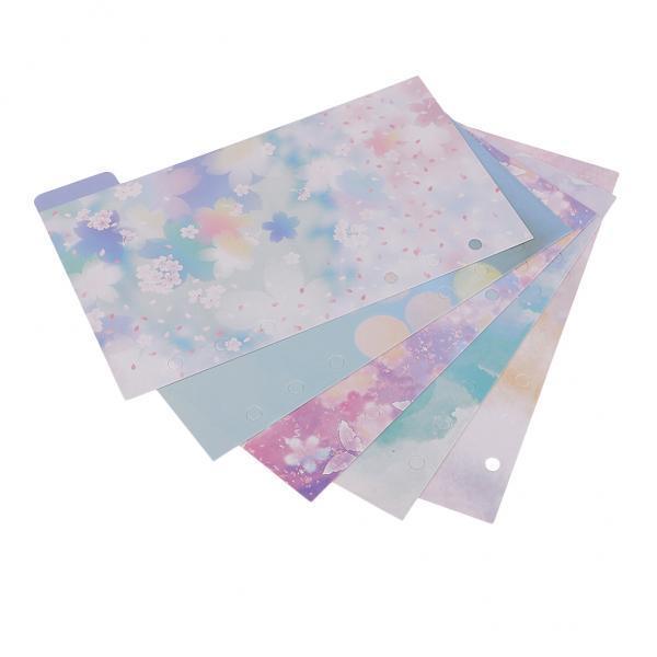 ノートブック.アルバムインデックス.冷たい色のための花柄の2 X 5 X A 6シート