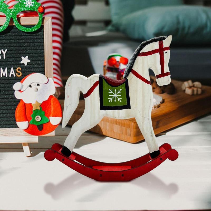 クリスマスロッキングホースデコレーション ホリデークリスマス用木製卓上デコレーション