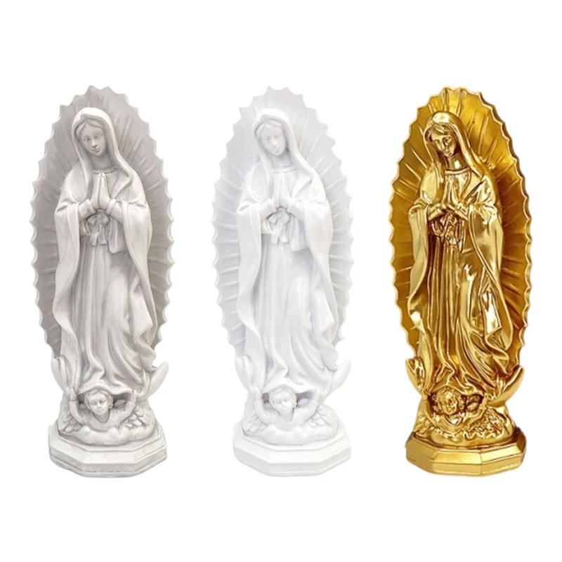 祈る置物 グアダルーペの聖母像 祝福された手描きの多目的樹脂宗教工芸品卓上装飾