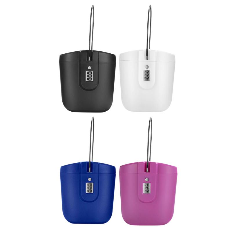 ポータブル金庫 ロックボックス パスワードケース 3桁の組み合わせロック スチールワイヤービーチバケツ付き 旅行用 寮用 モバイル旅行金庫