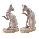 2x砂岩古代エジプトのマウエジプト猫の像の置物彫刻された工芸品