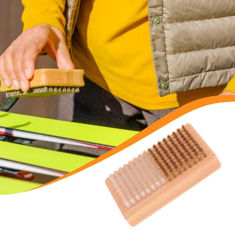 スキーブラシ 真鍮/ナイロンブラシ 快適なグリップ 古い除去ツール スノーボード ポータブル エッセン..
