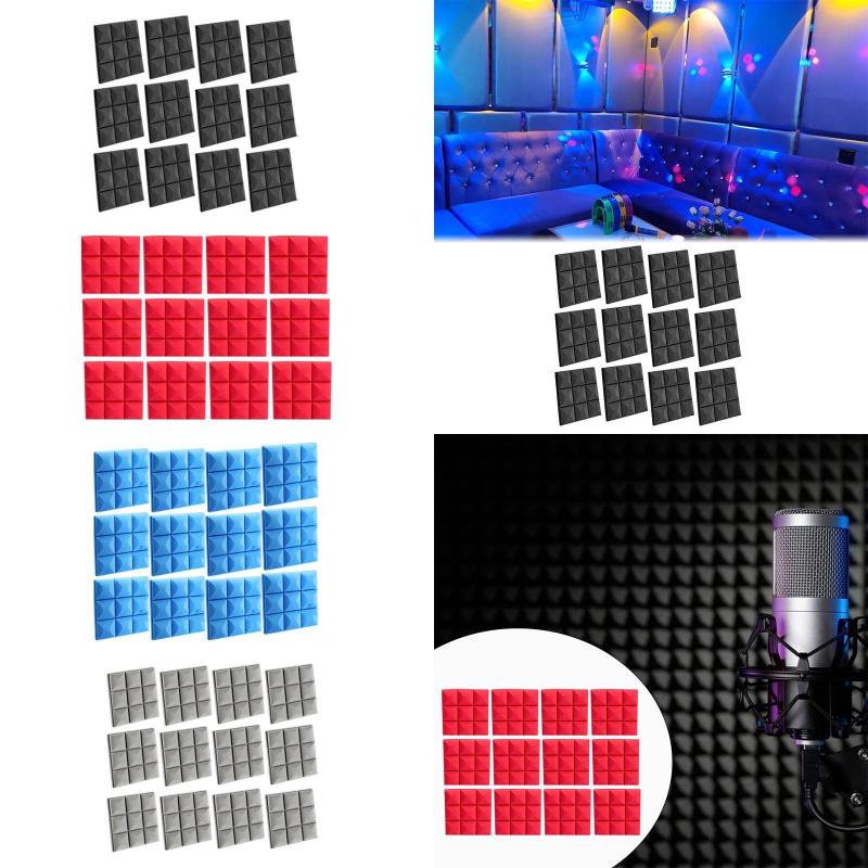12xアコースティックパネルサウンドプルーフ壁パネル吸収ツールパディングタイルノイズ低音音楽用サウンドプルーフフォームパネル
