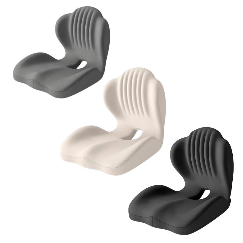 オフィスチェアクッション ポータブルバックレスト 通気性 尾骨クッション ソフトランバーサポートピローシートパッド 車 デスクチェア用