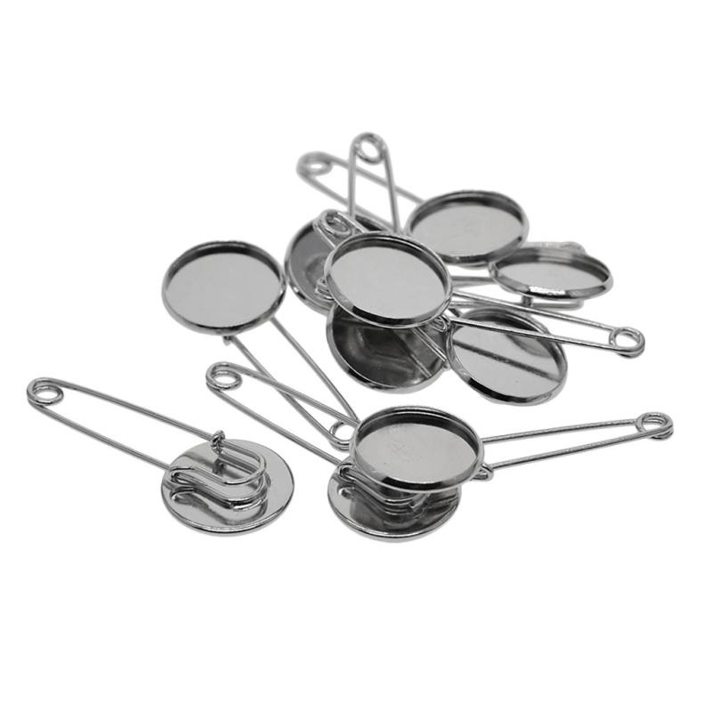 10個 ブランクブローチ設定ラペルピン 安全ヒジャーブピンベース 16mm