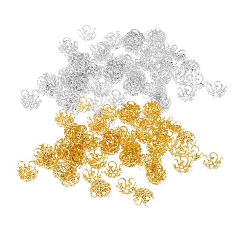 200個の金のフィリグリーフラワービーズキャップジュエリーメーカーのための