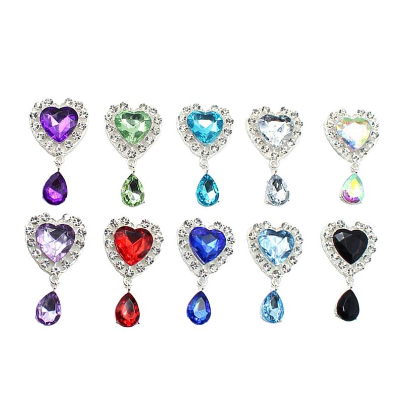 10個入りハートラインストーンボタンペンダントラインストーンチャーム縫製ボタン