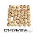 50x 木製ビーズ スペーサー ビーズ クラフト ラウンド ビーズ 未完成の木製ビーズ 階層型トレイの装飾パーティー ホリデー デコレーション用品