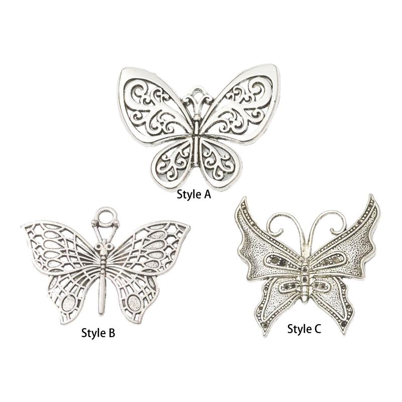 50 ピース蝶チャーム蝶の形のアクセサリーヴィンテージメタルミニ蝶ペンダントヘアピン DIY クラフトネックレス