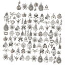 100個 クラフト用品 アンティークシルバーチャームペンダント ジュエリー作り用