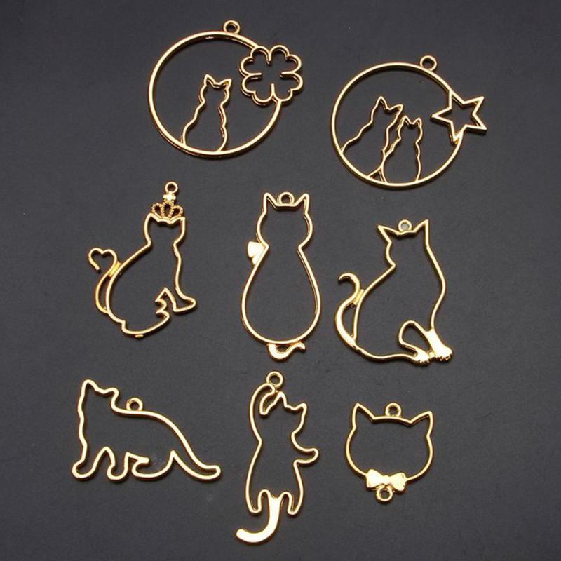 かわいい猫オープンベゼルペンダントフレームチャーム樹脂モールドジュエリー所見用