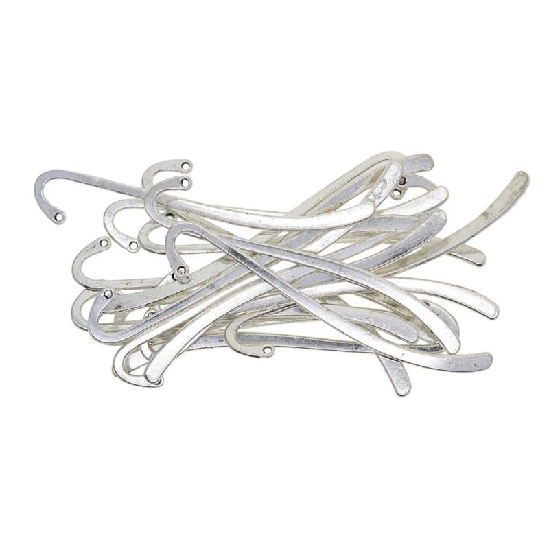 ヴィンテージフィギュアビーズフラットブックマーク ループ付き 60個 DIY ジュエリー作り , アンティークシルバー