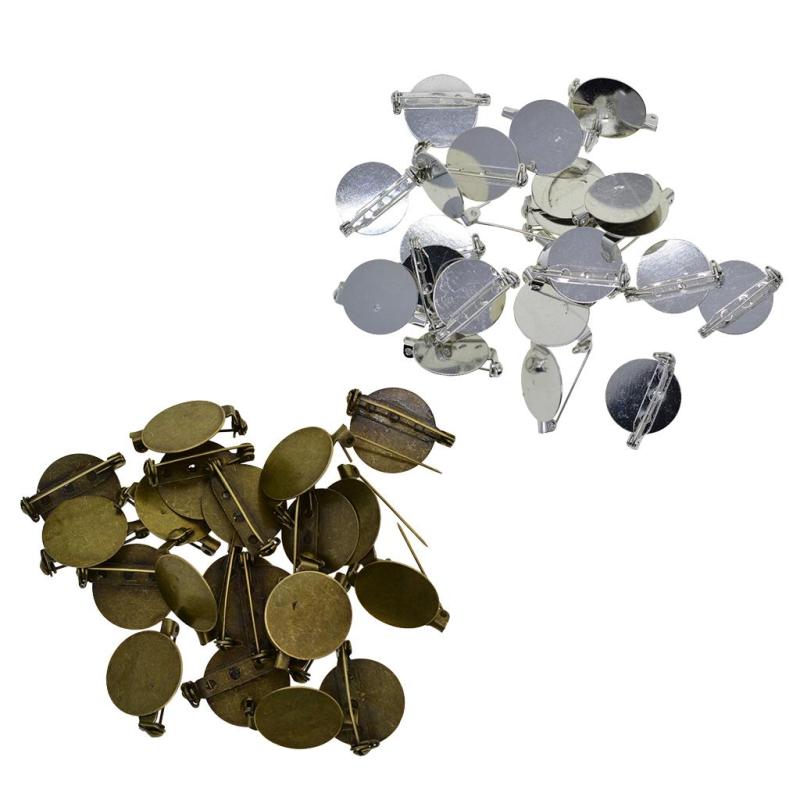 ブローチベース ブランクトレイ 安全ピン セット アクセサリー 約20個 全2色