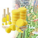 22 個スポンジスタンプペイントブラシ子供絵画供給ペイントブラシ木製ハンドル子供描画ツール絵画アクセサリー
