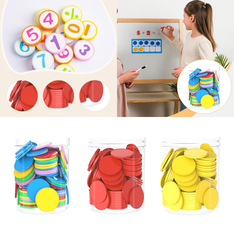 100 x 25mm カウントチップ 算数カウンター 子供用 教育用アクセサリー 軽量 多目的 教育 収納ボックス付き